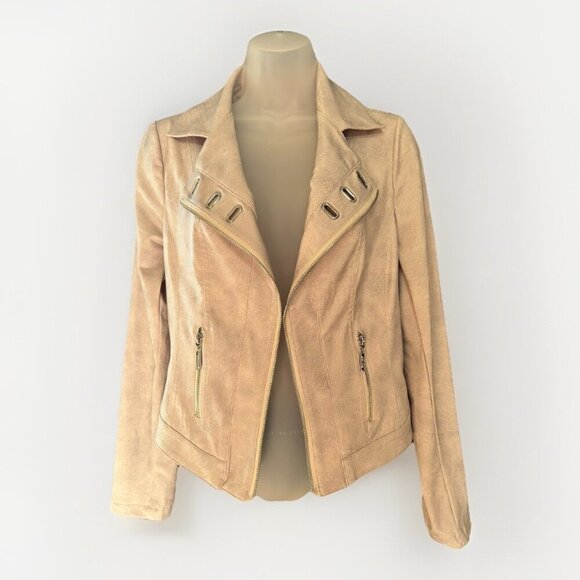 Joseph Ribkoff Dune Knit Jacket Style 231934 Women's Size XS Neutral Moto Zip - Picture 1 of 9